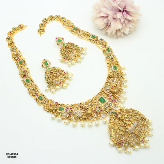 41384 Nakshi Laxmi Peacock Multi Long Necklace Set