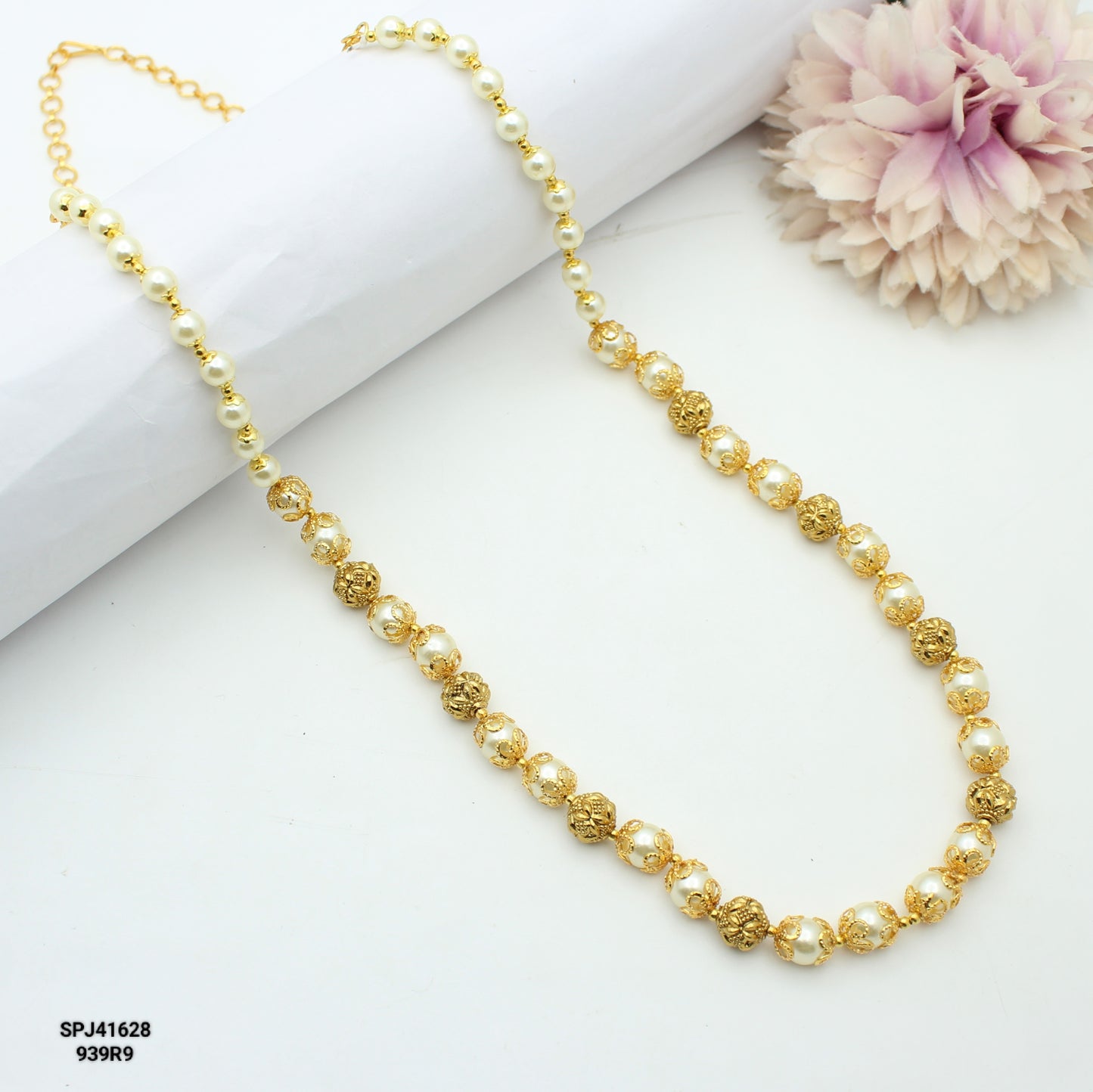 41628 Pearls Mala With Nakshi Balls
