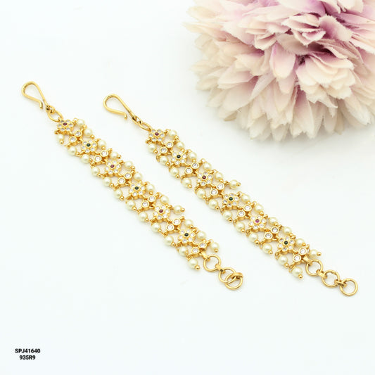 41640 Multi Stone Flower Straight Matillu With White Pearls