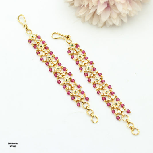 41639 Multi Stone Flower Straight Matillu With Red Beads