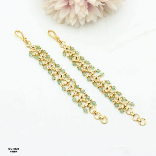 41638 Multi Stone Flower Straight Matillu With Green Beads