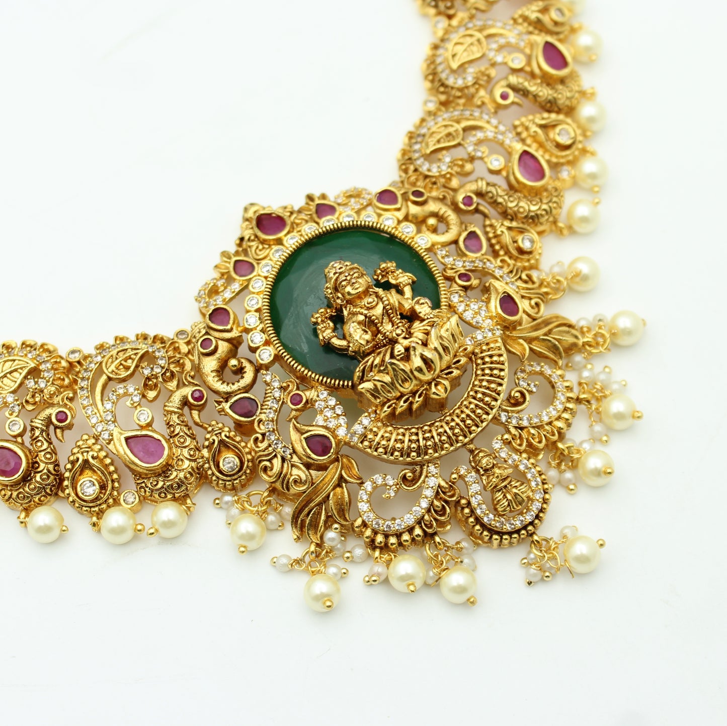 41373 Nakshi Laxmi Peacock Short Necklace