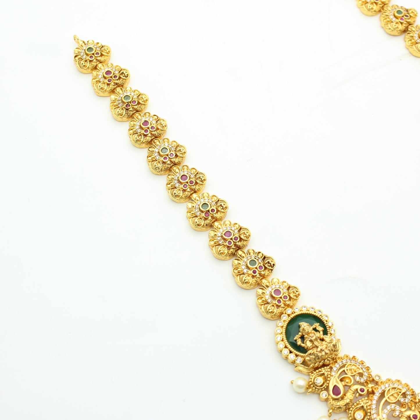 41374 Nakshi Laxmi Peacock Long Necklace Set