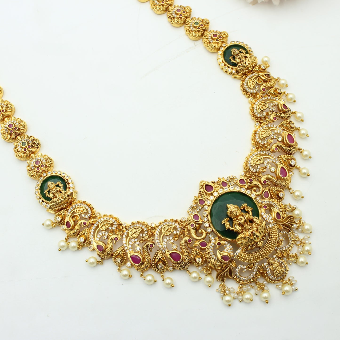 41374 Nakshi Laxmi Peacock Long Necklace Set