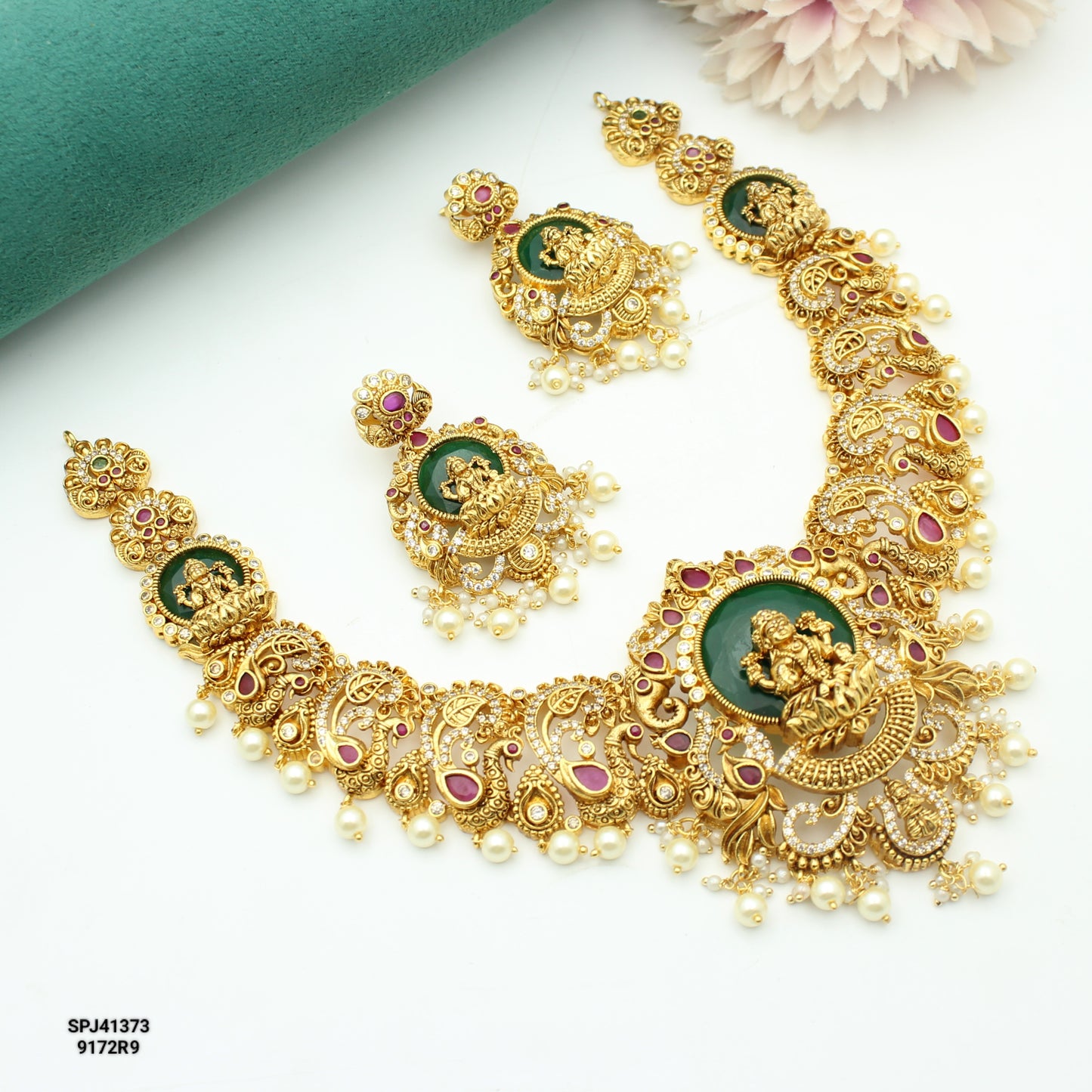 41373 Nakshi Laxmi Peacock Short Necklace