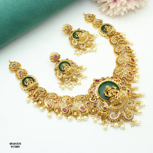 41373 Nakshi Laxmi Peacock Short Necklace