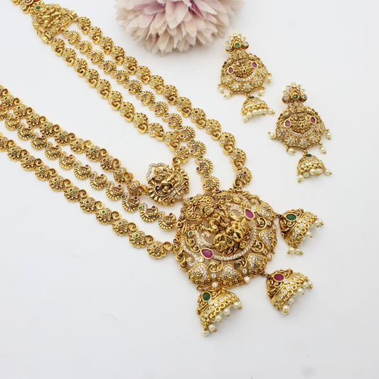 41377 Nakshi Laxmi 3 Layers Long Necklace Set