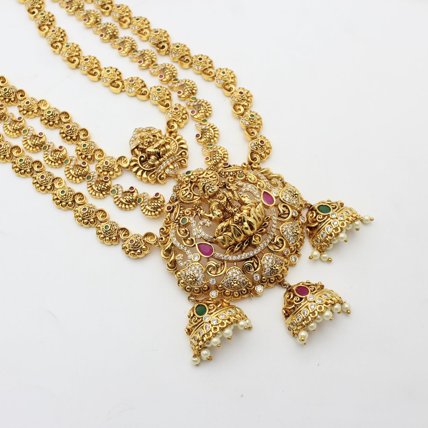 41377 Nakshi Laxmi 3 Layers Long Necklace Set
