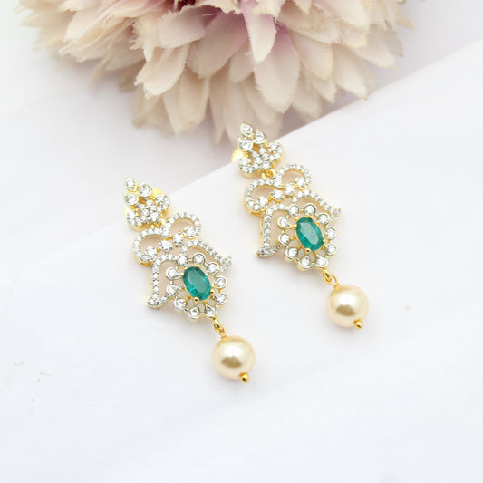 41646 GJ Green Pearl Earrings