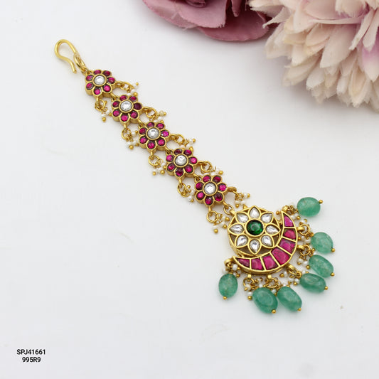 41661 Jadau Lotus Maangtikka