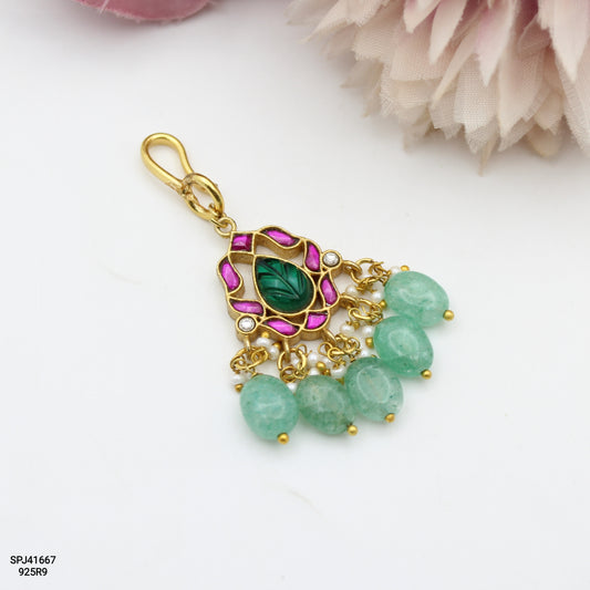 41667 Jadau Green Stone Maangtikka