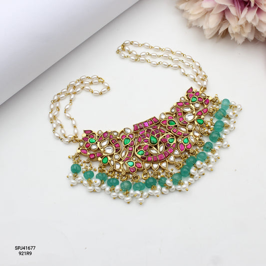 41677 Jadau coker with peacock pattern