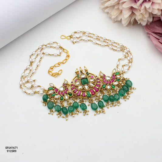 41671 Jadau Rice Pearls Choker