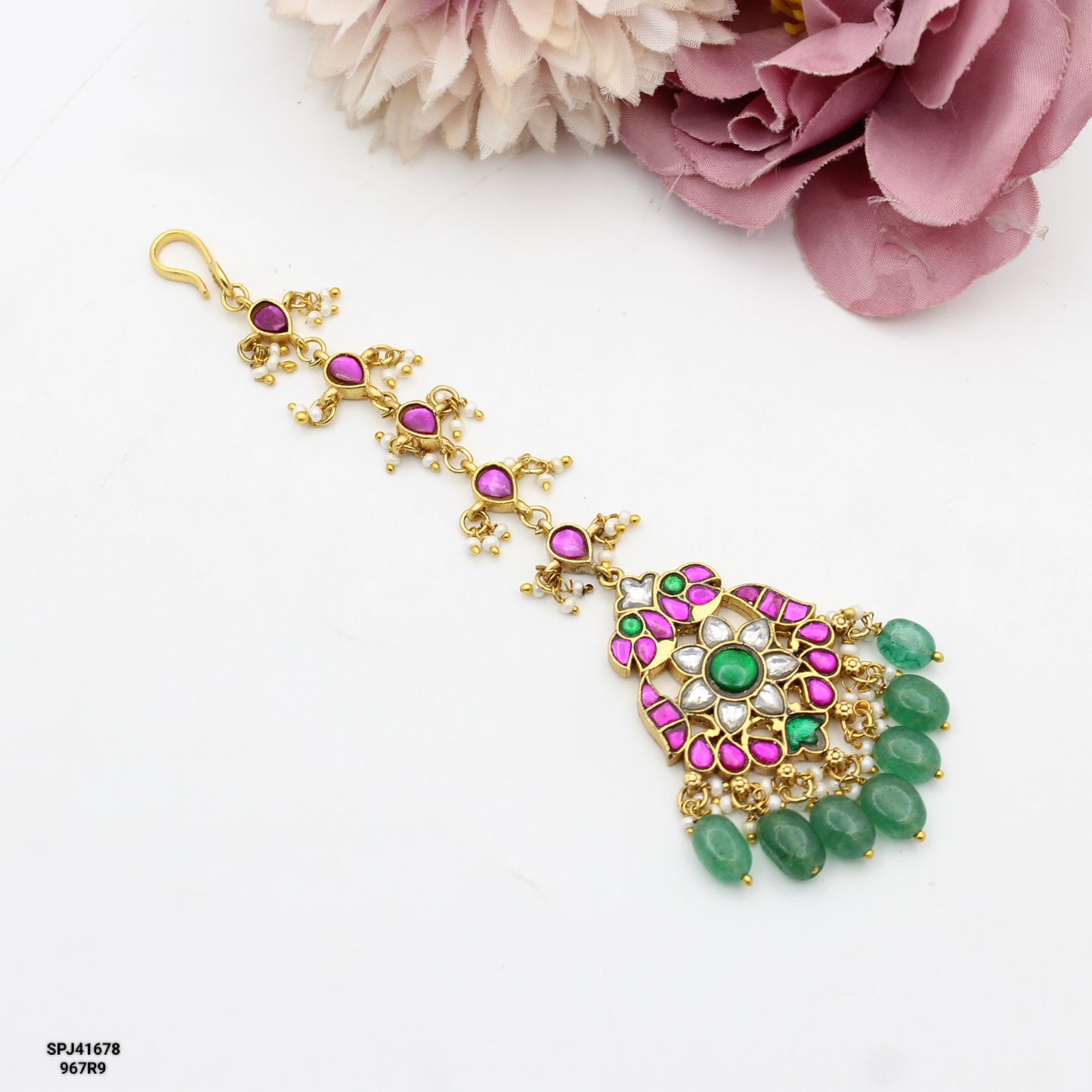 41678 Jadau Multi Stone Maang tikka