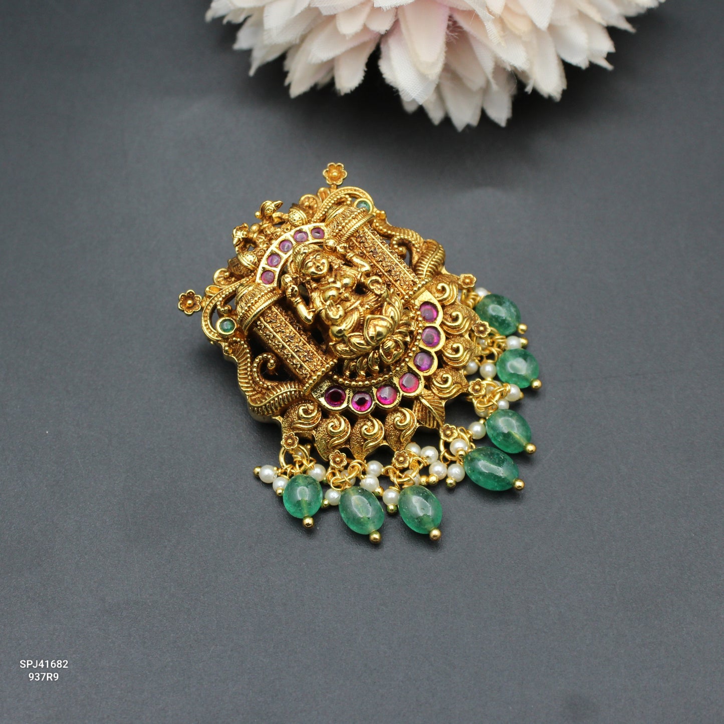 41682 Nakshi Laxmi Peacock Locket With Openable Hook 2 Inch