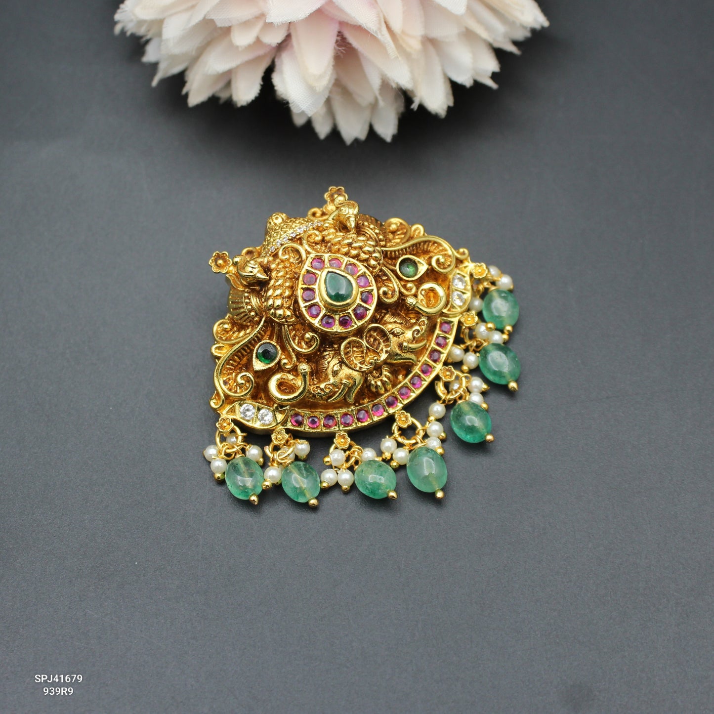 41679 Nakshi Peacock Locket With Openable Hook 2 Inch