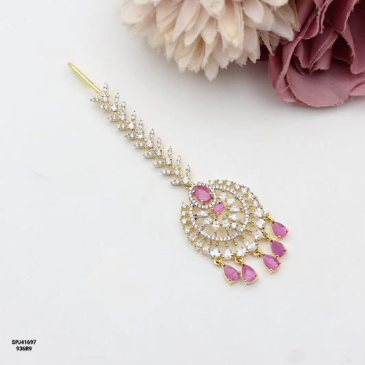 41697 GJ Drop Maangtikka Red