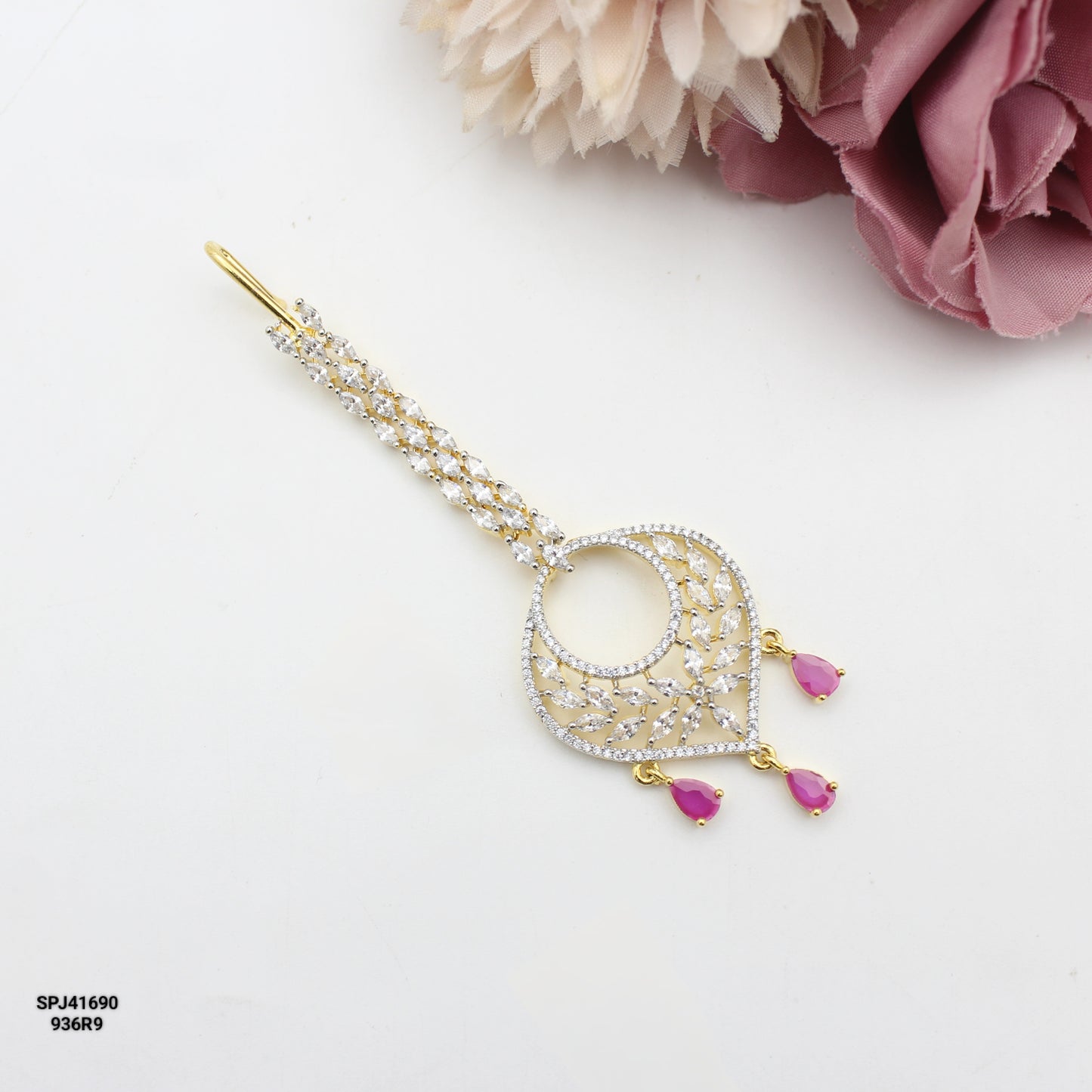 41699 GJ Drop Maangtikka Red