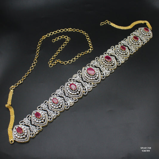 41708 GJ Broad Red Chain Vaddanam