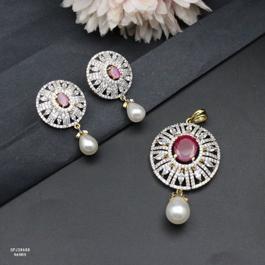 38688 GJ Round Pendant Set Red