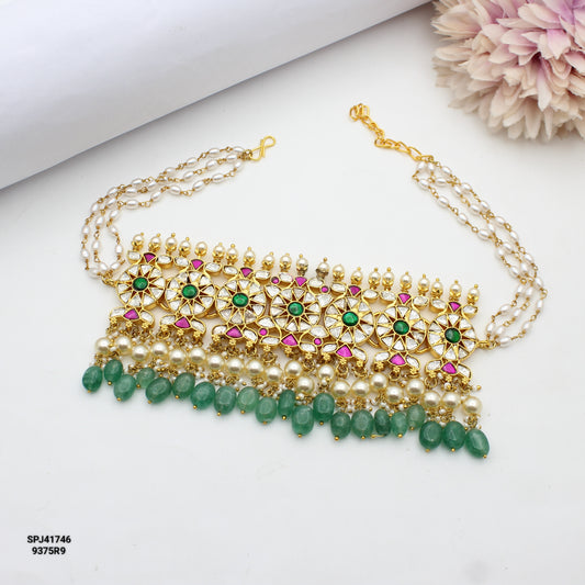 41746 Jadau Full White Broad Choker