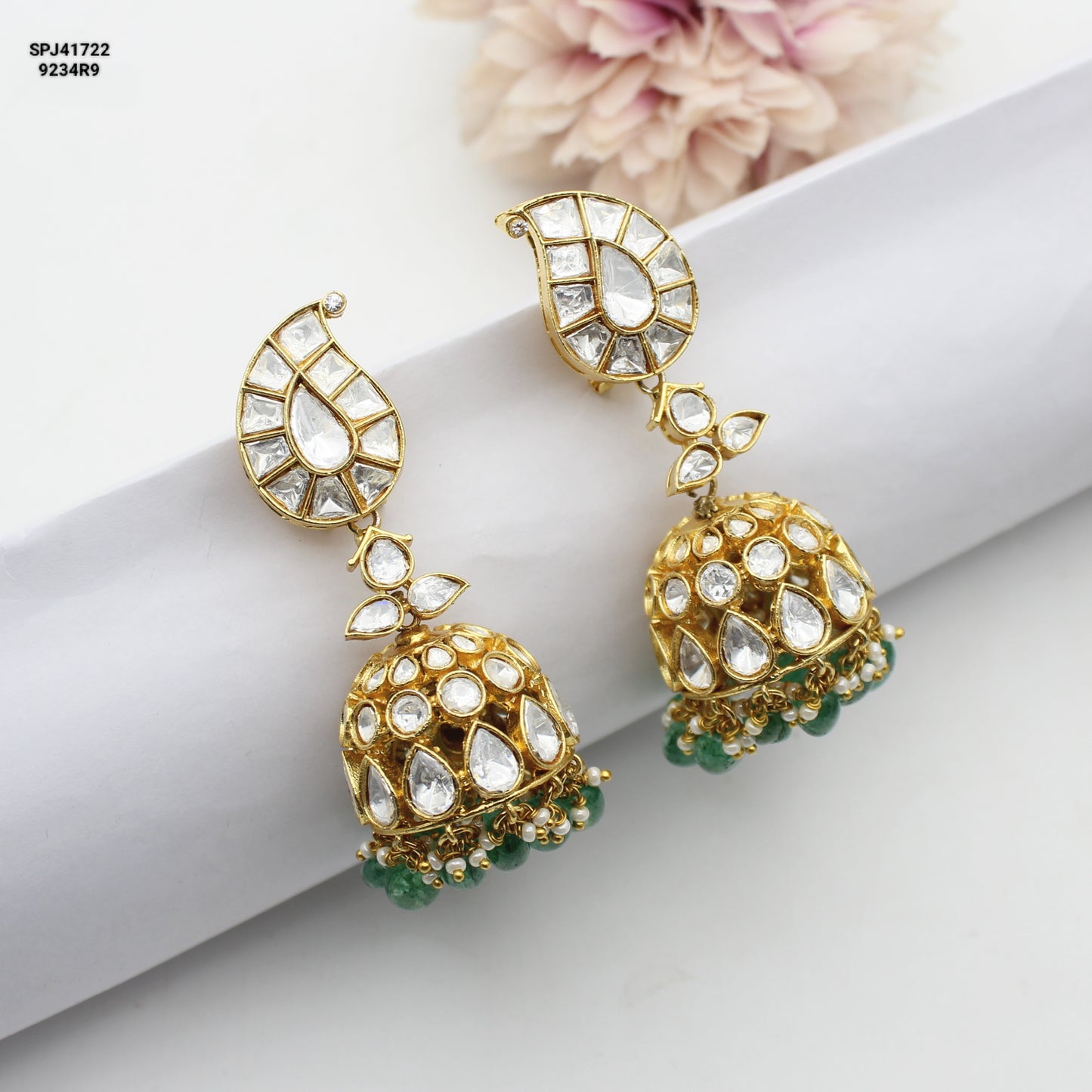 Jadau Moissanite Full White Stone Long Jhumki