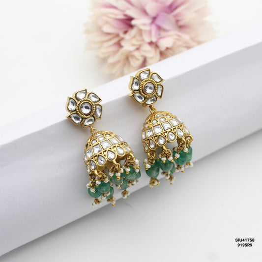 41758 Jadau Moissanite Full White Jhumki