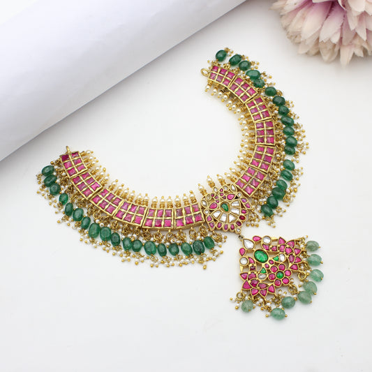 41752 Jadau Peacock Necklace