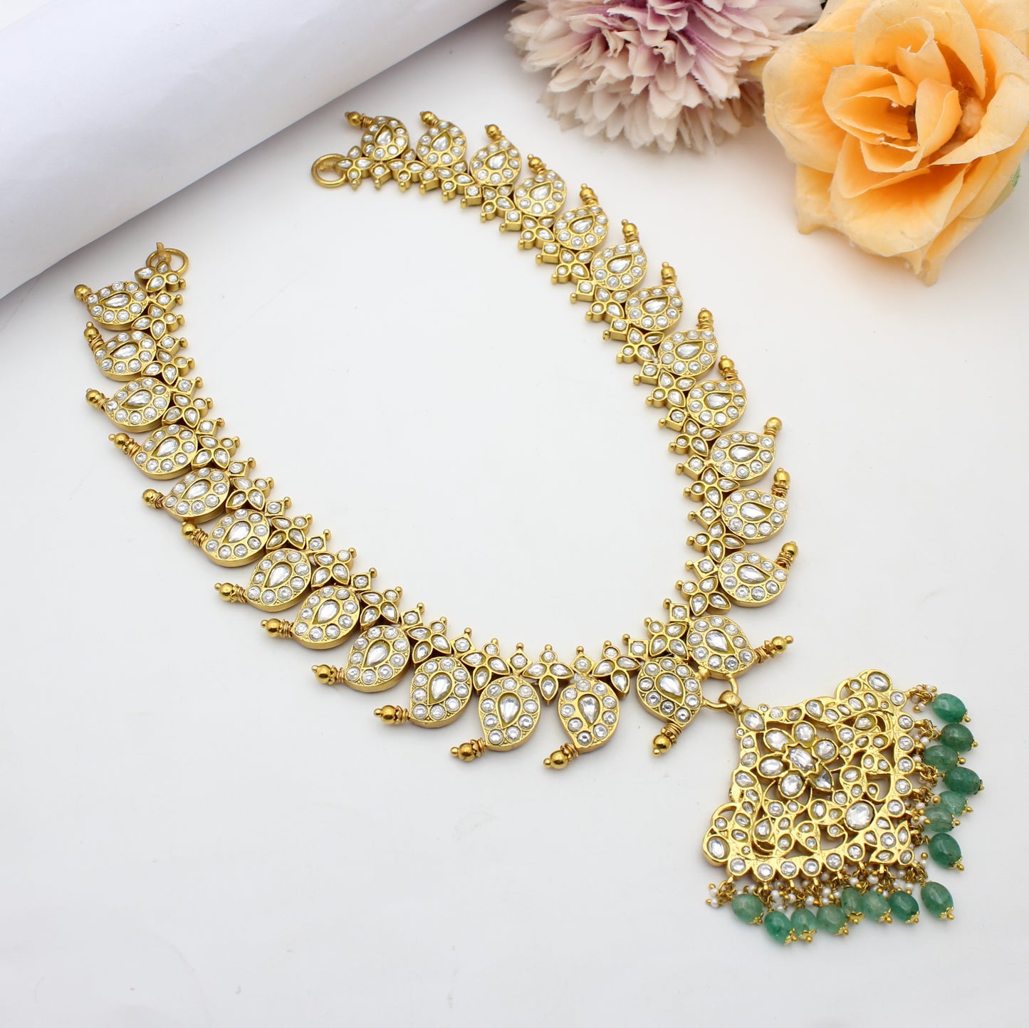 41713 Jadau Mango 2 In 1 Long Necklace