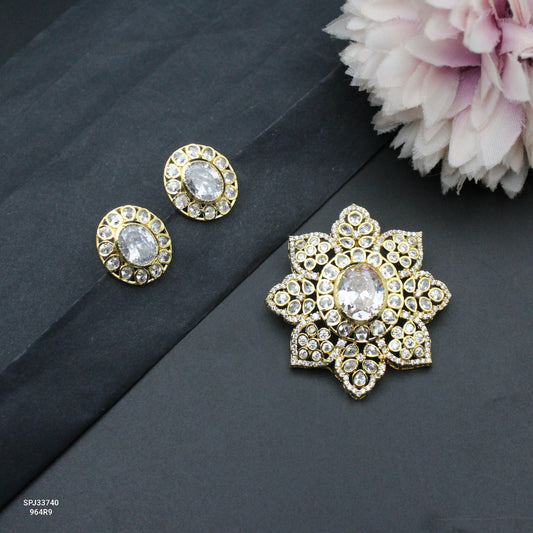 33740 CZ Uncut Stone Star Pendant Set
