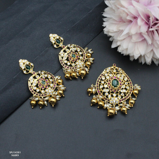 14381 CZ Kempu Pendant Set