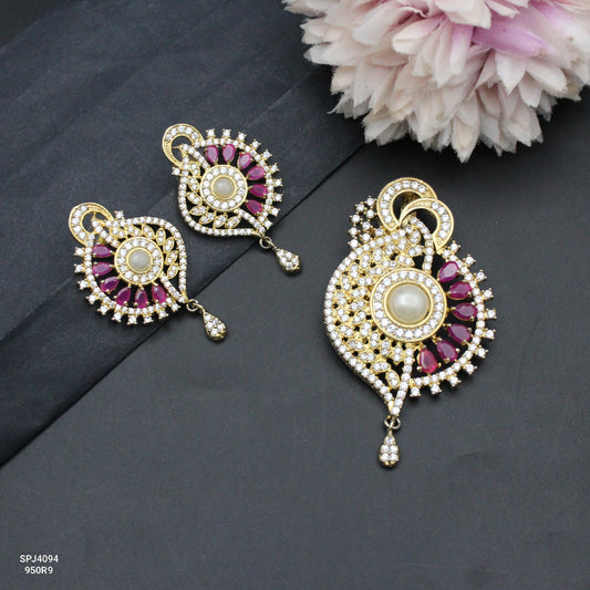 4094 CZ Pearl Pendant Set