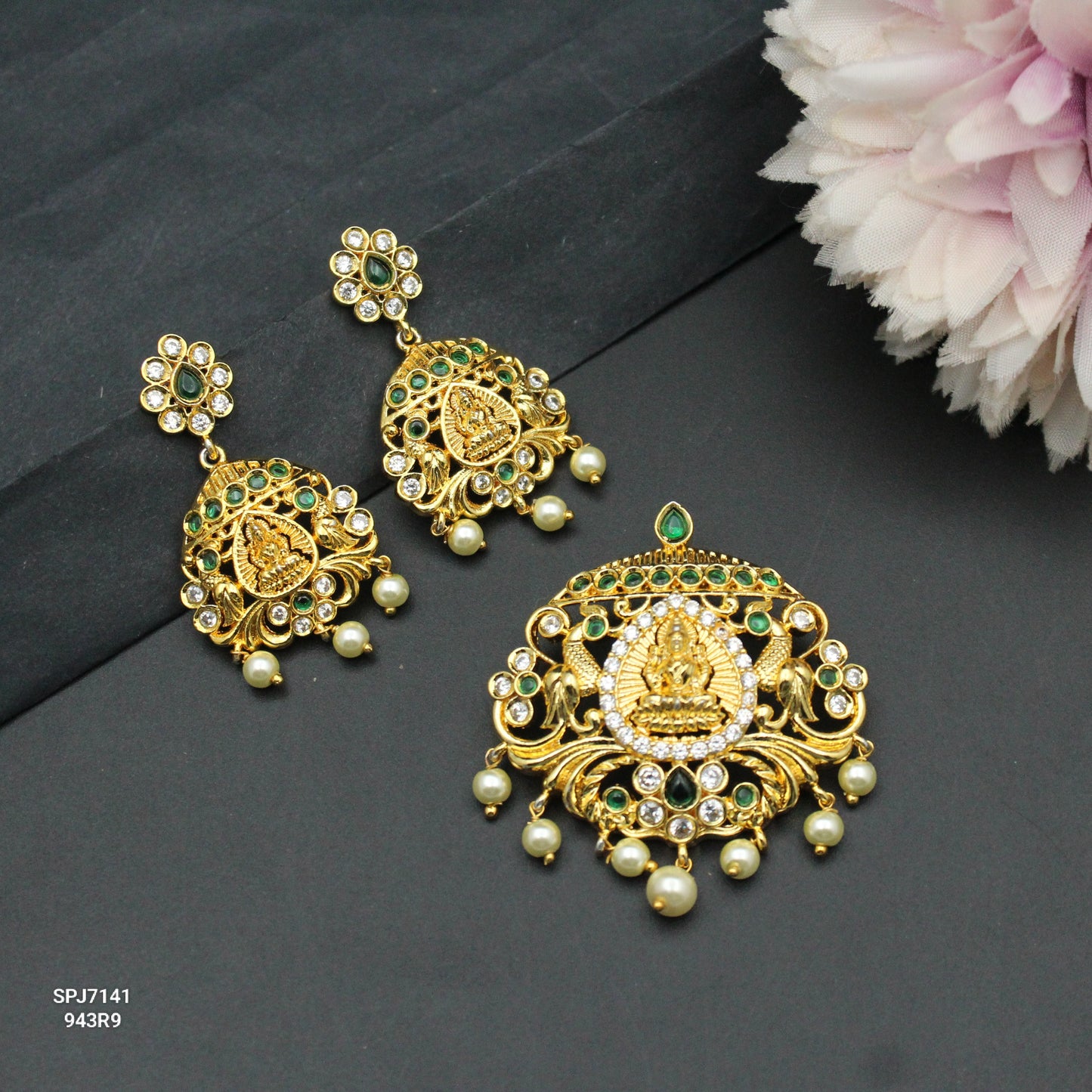 7141 Laxmi Peacock Pendant Set
