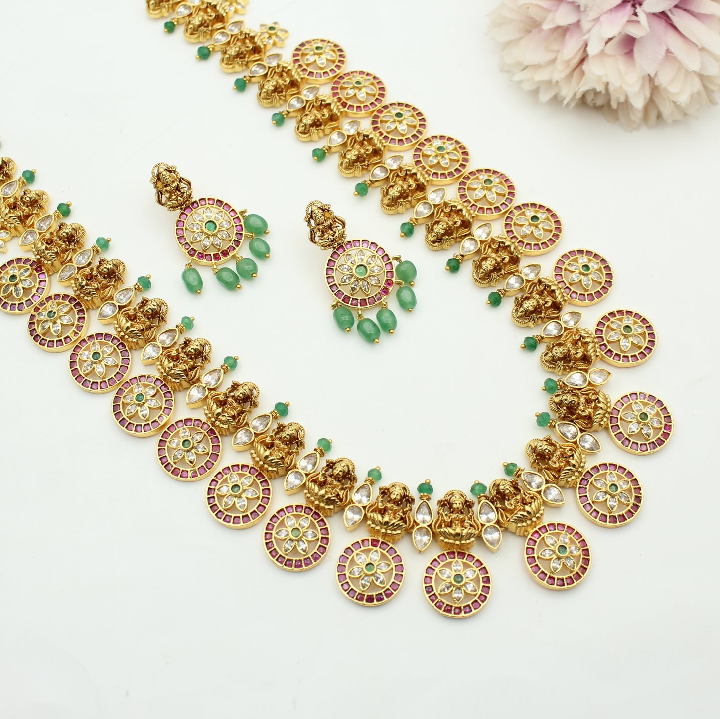 41396/ 41911 24 Carat Gold Replica Laxmi Bottumala With Onex Beads