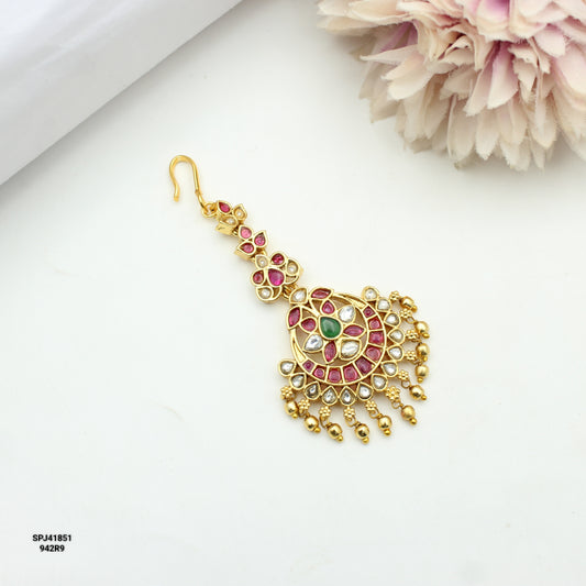 41851 Multi Stone Flower Maangtikka