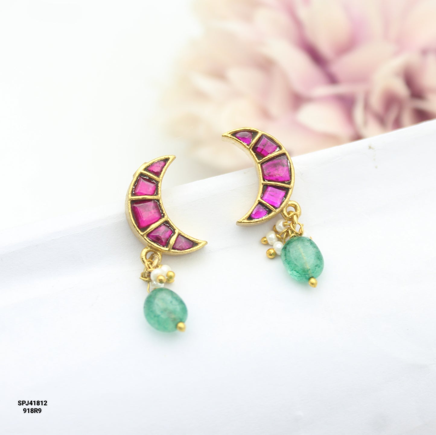 41812 Handmade Jadau Kundan gold replica screwback studs