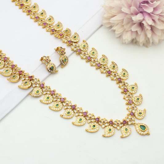 41817 Nakshi Multi Mango Long Necklace Set