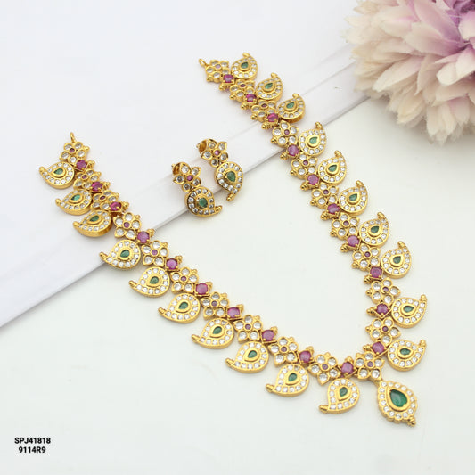 41818 Nakshi Multi Mango Necklace Set Short