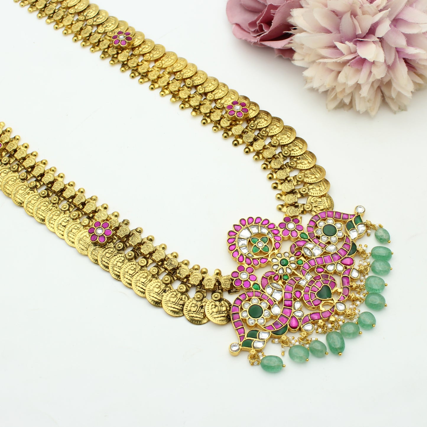 41778 Handmade Jadau Kasulu with Jadau Kundan Locket! Length 20-24 inches