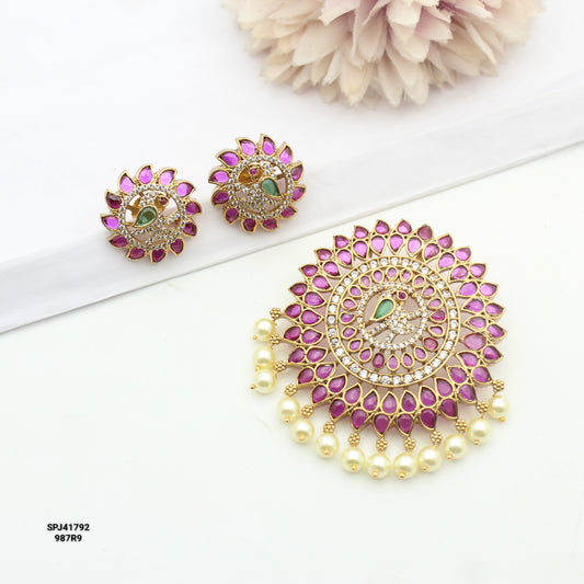 41792 Pota Stone Peacock Pendant Set