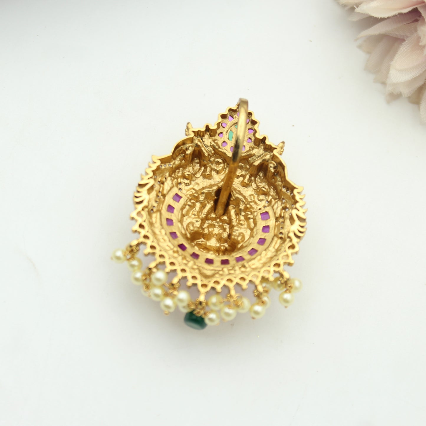 41788 Pota Stone Laxmi Pendant Set
