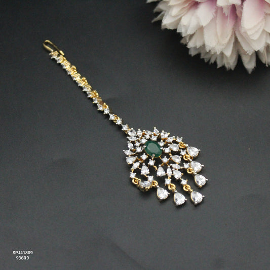 41809 diamond replica 24 carat gold look alike bridal Mangtikka