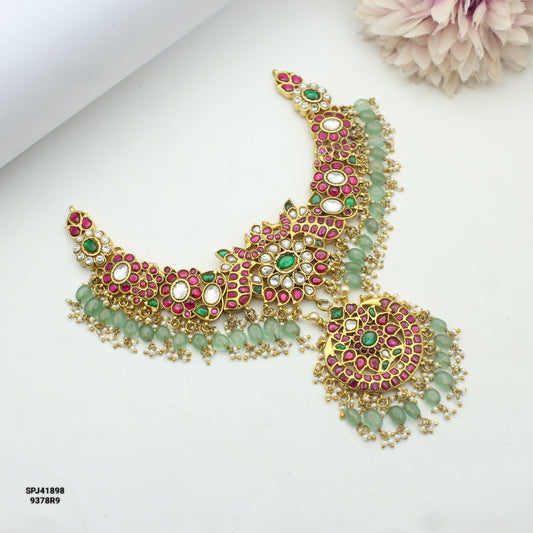 41898 Jadau short peacock necklace