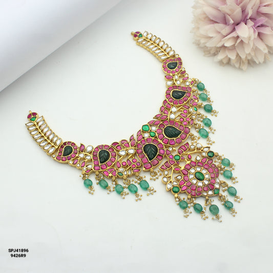 41896 Jadau mango short necklace