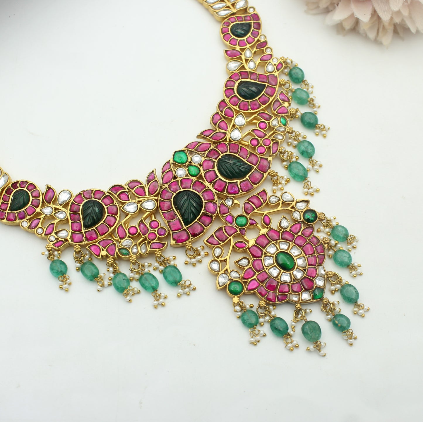 41896 Jadau mango short necklace