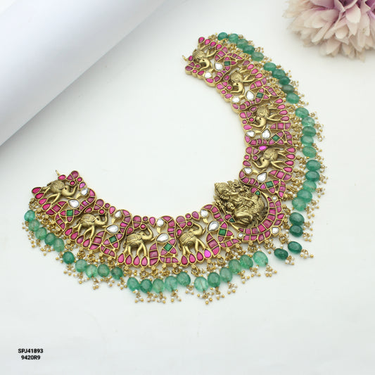 41893 Jadau Ganesh short necklace