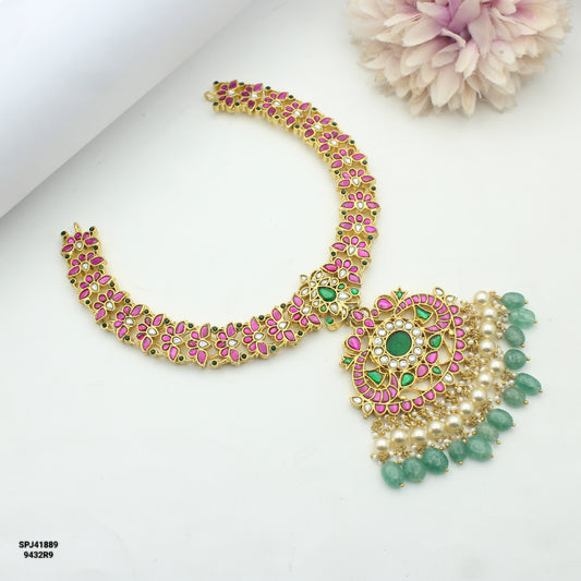 41889 Jadau simple short necklace