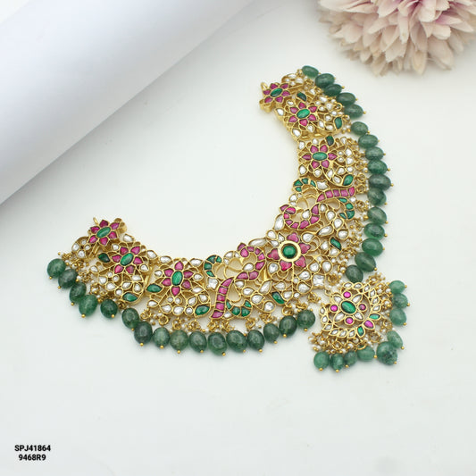 41864 Jadau Necklace Peacock