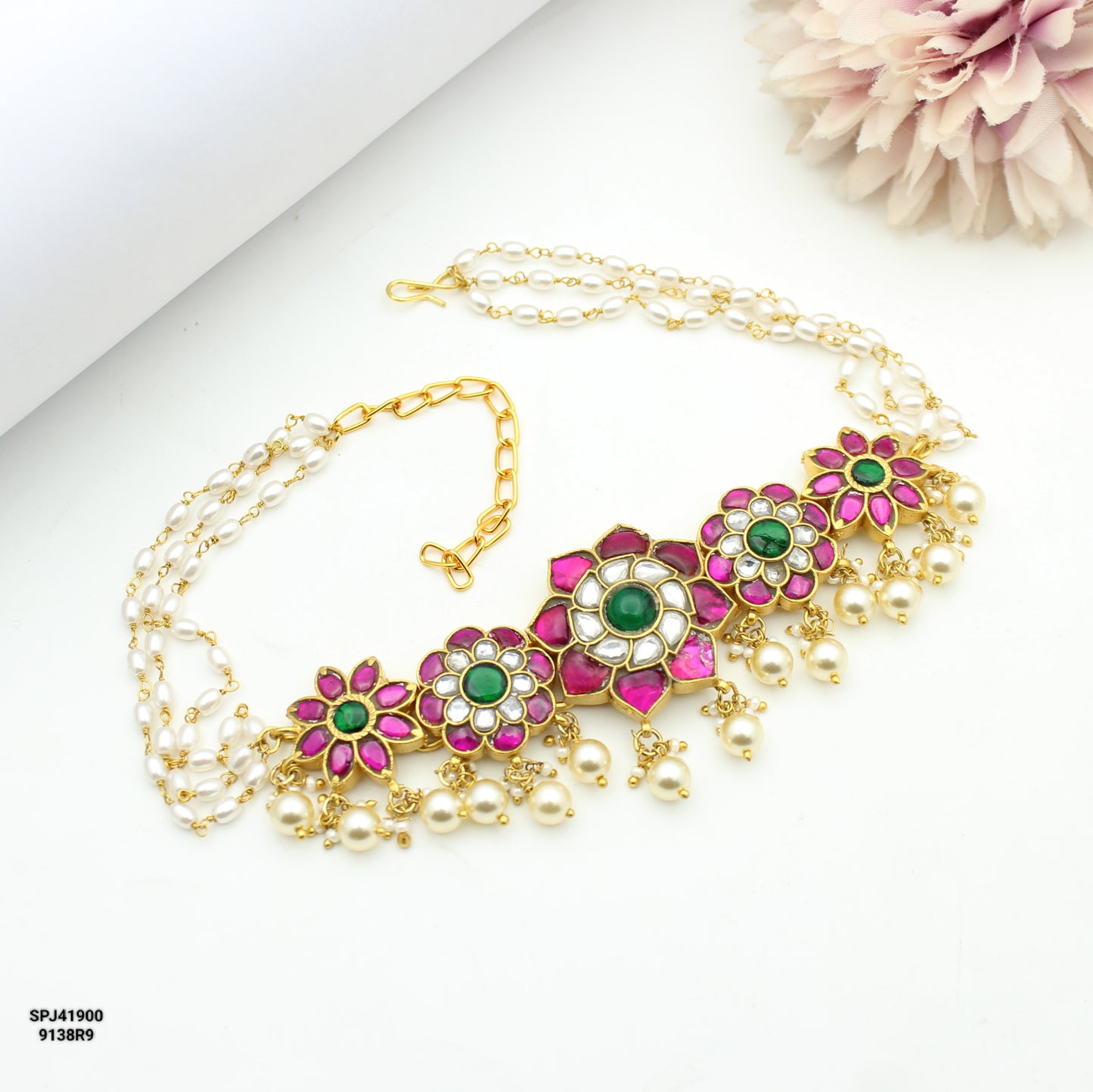 41900 Jadau flower pattern choker