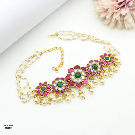 41900 Jadau flower pattern choker